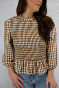 brown plaid smock top