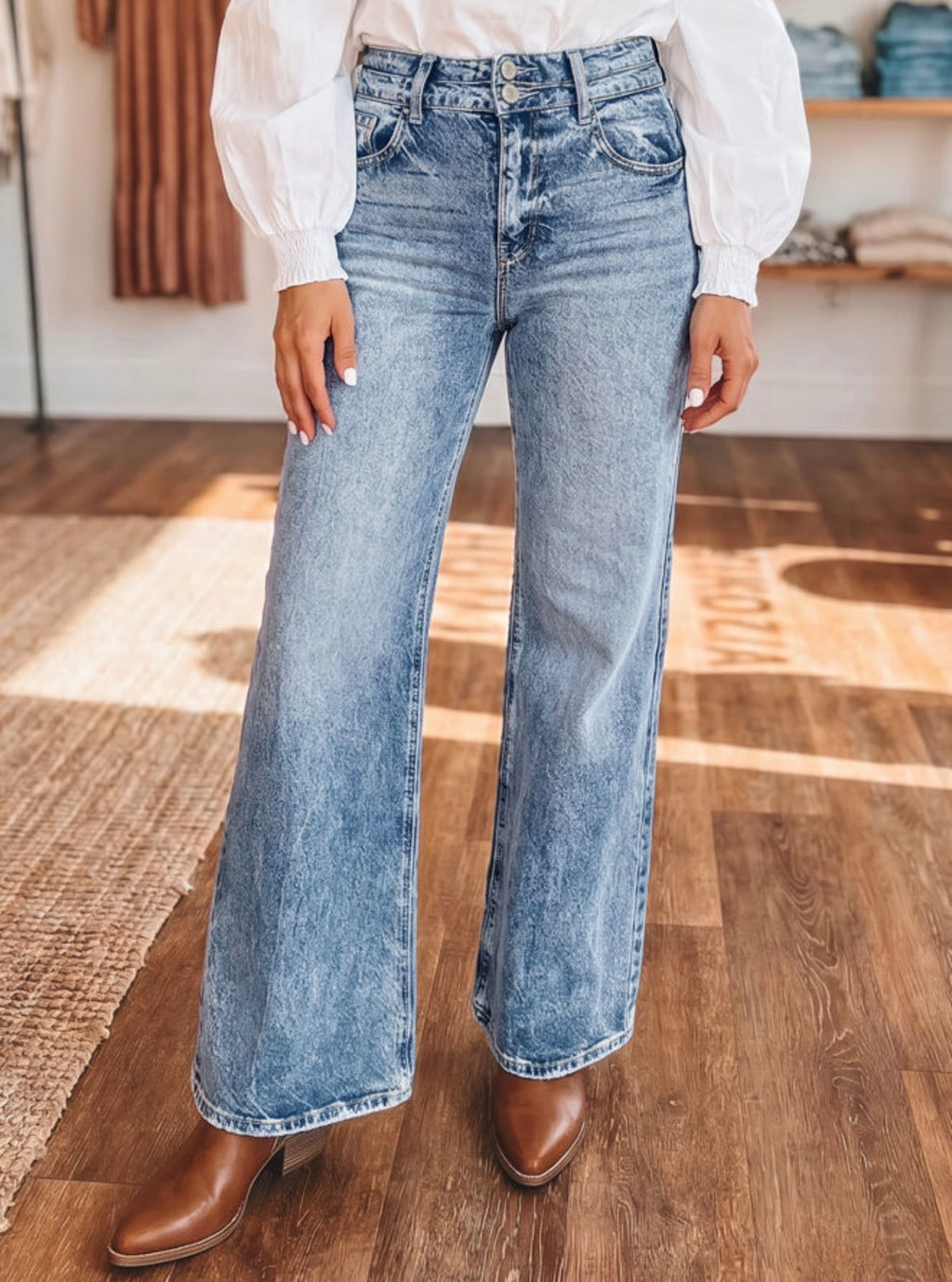 Acid Wash Flare Jeans