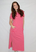 Scalloped striped tshirt dress