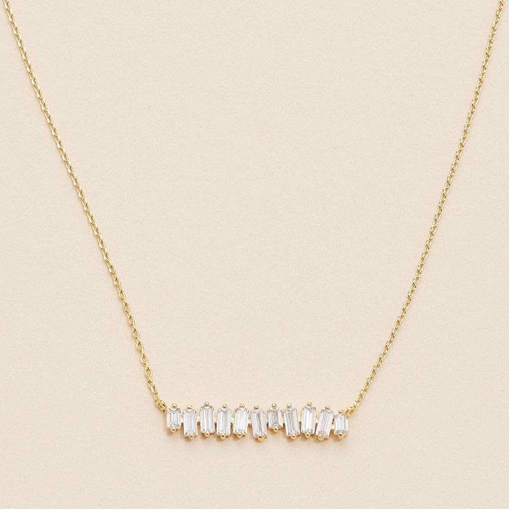 Gold Dipped Baguette Bar | Necklace