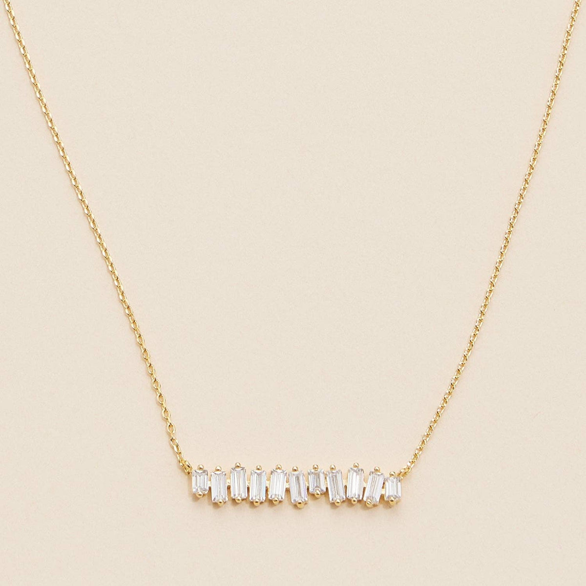 Gold Dipped Baguette Bar | Necklace