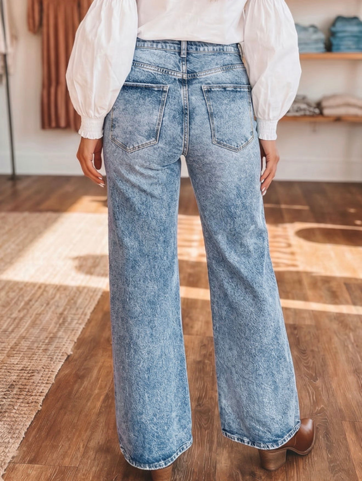 Acid Wash Flare Jeans