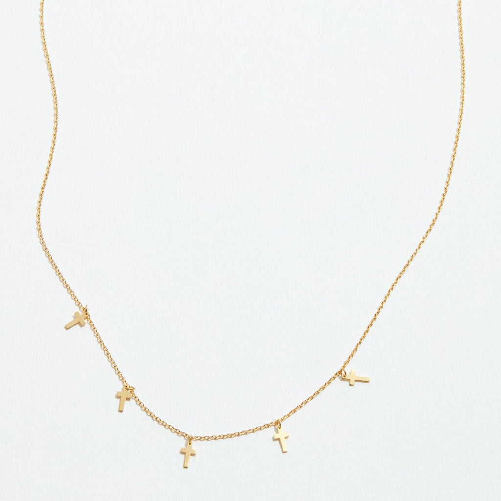 Delicate Gold-Dipped Dainty Cross Charm | Necklace