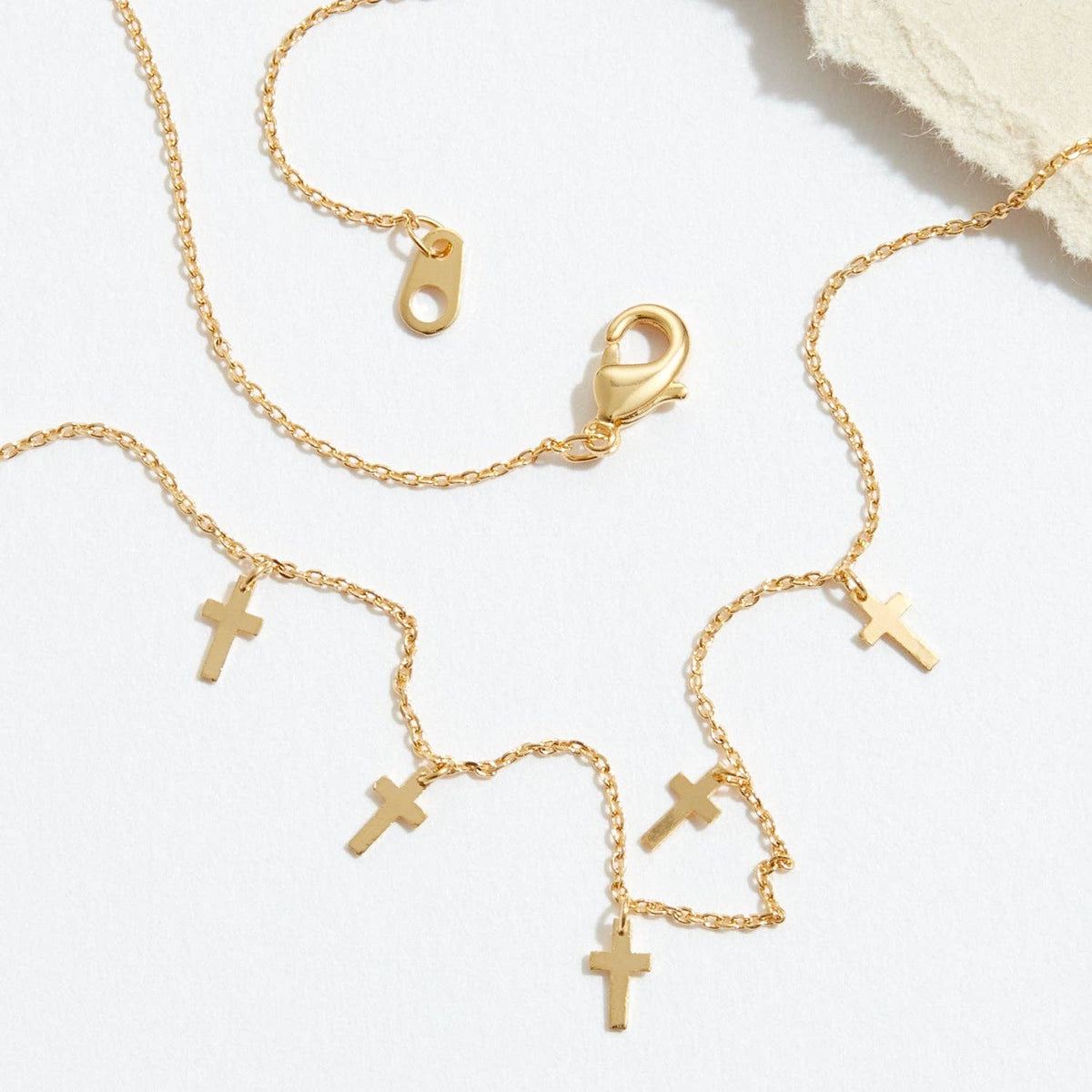 Delicate Gold-Dipped Dainty Cross Charm | Necklace