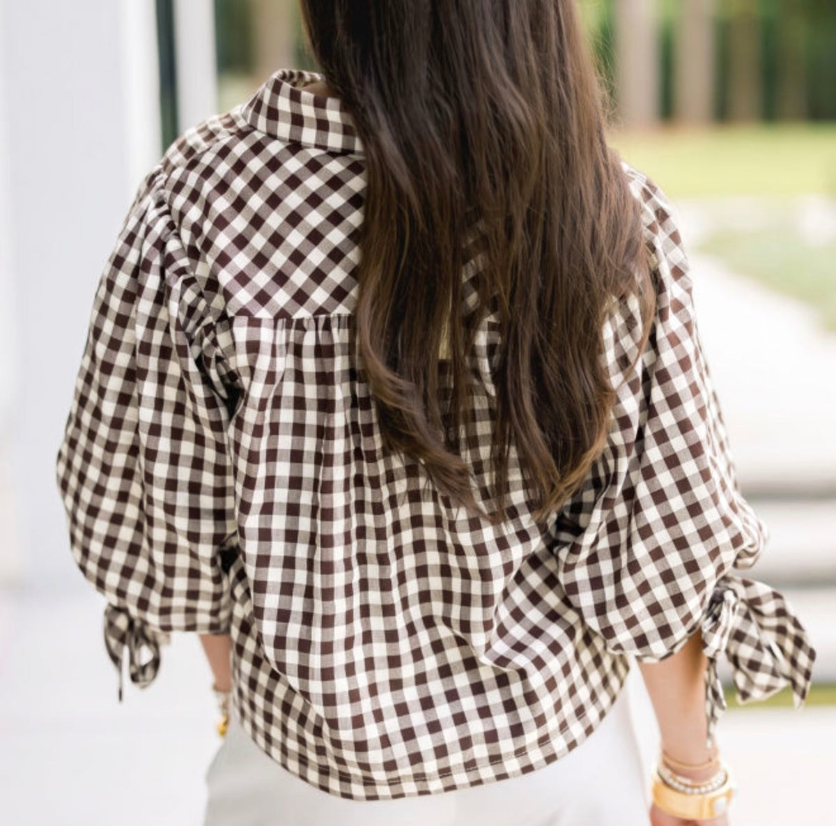 Scalloped Plaid Top