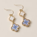 Elegant Blue Enamel Clover | Drop Earrings