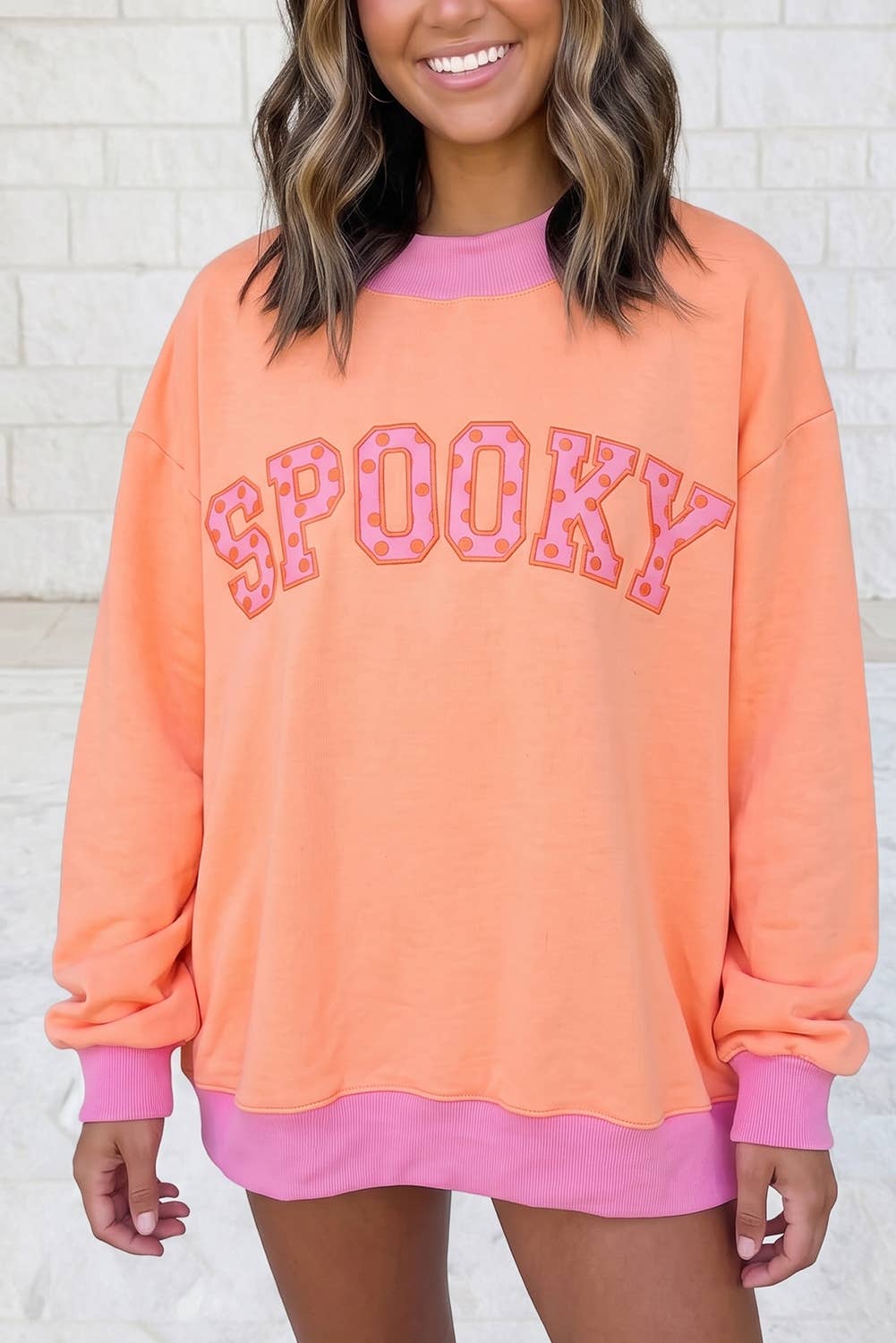 Polka Dots MERRY Graphic Mock Neck Sweatshirt