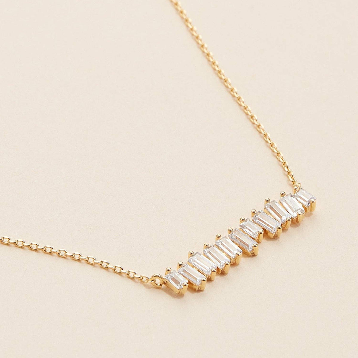 Gold Dipped Baguette Bar | Necklace