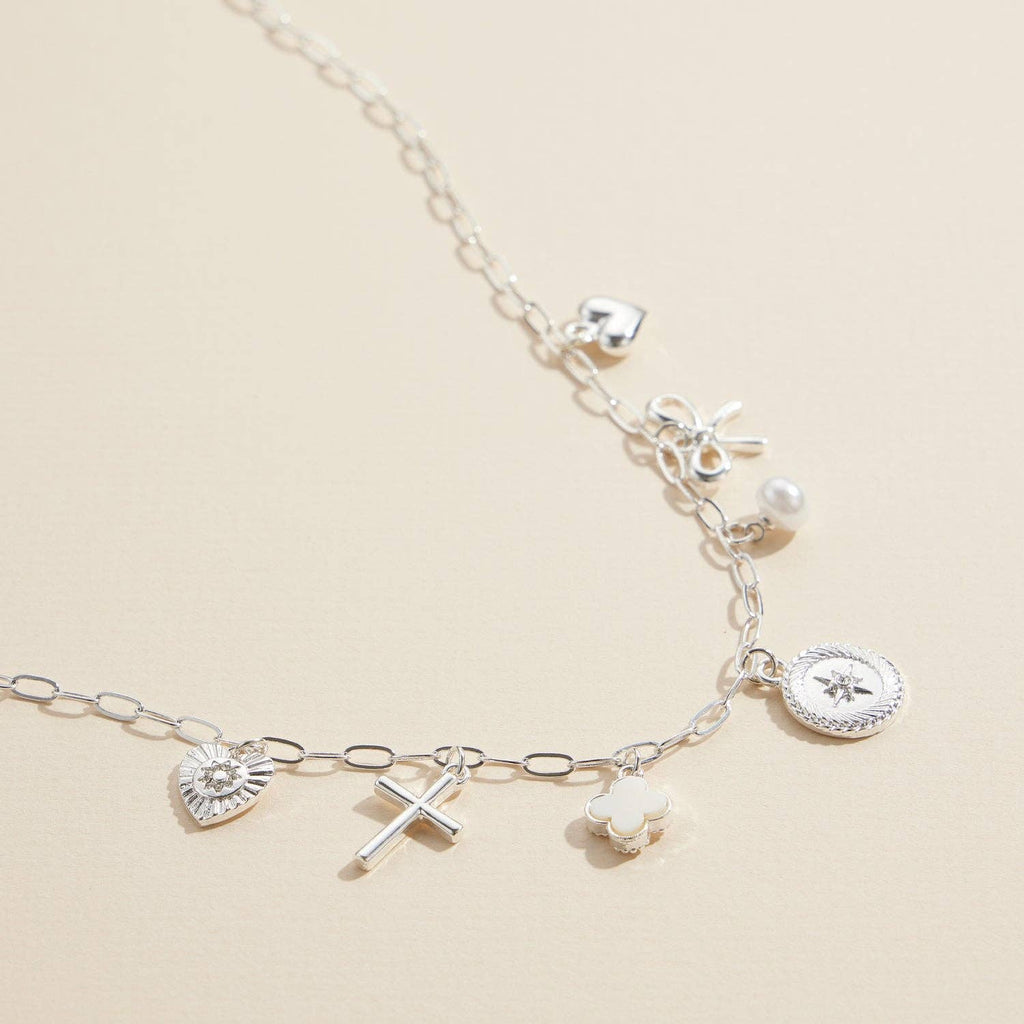 Charm Necklace | Heart, Cross, Compass, Pearl & Bow Pendants