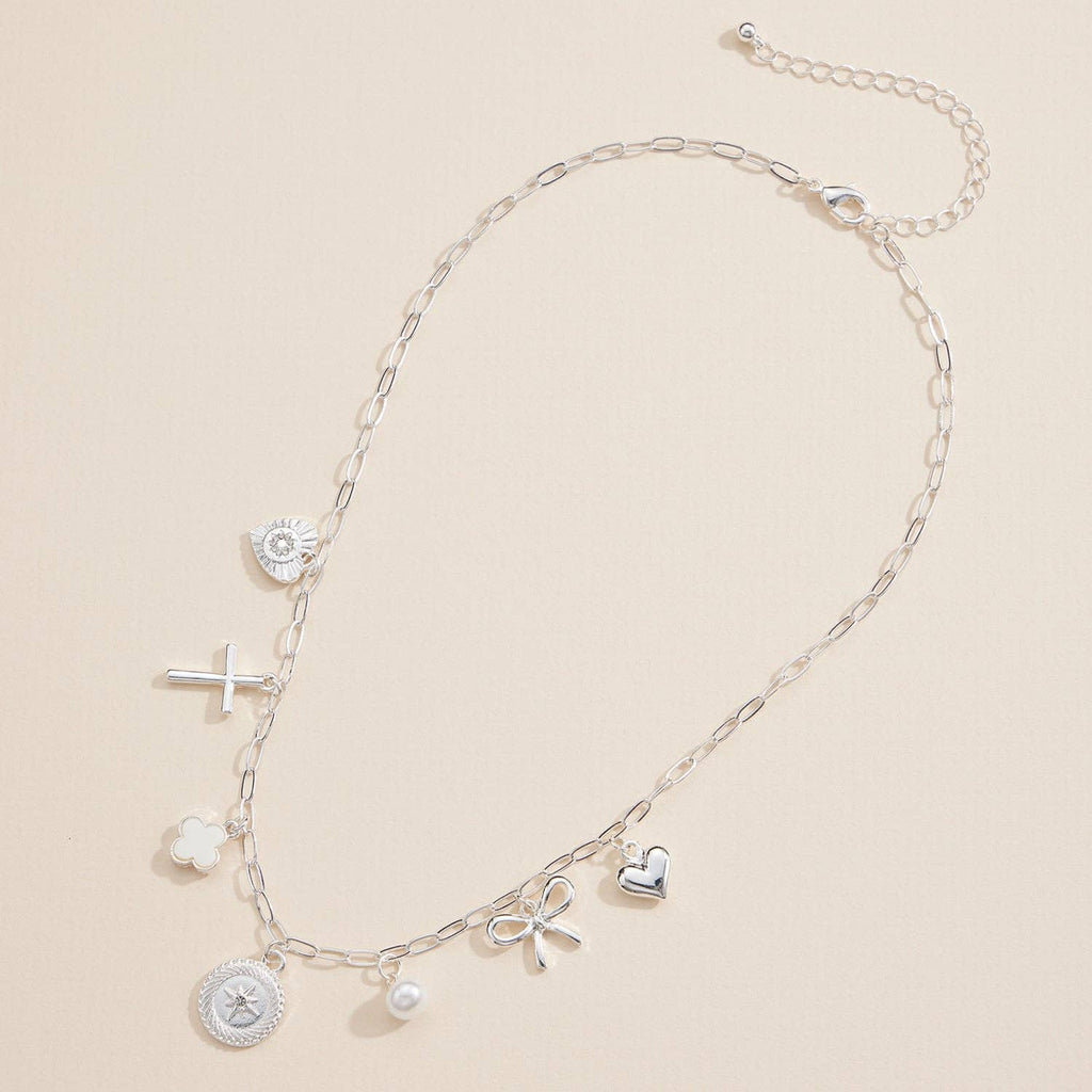 Charm Necklace | Heart, Cross, Compass, Pearl & Bow Pendants